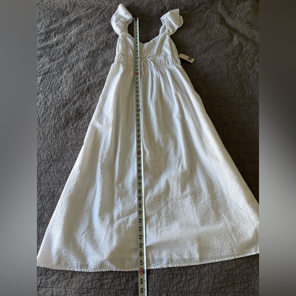 NWT SO white dress Seersucker midi flutter sleeve milkmaid dress size medium - Picture 14 of 16